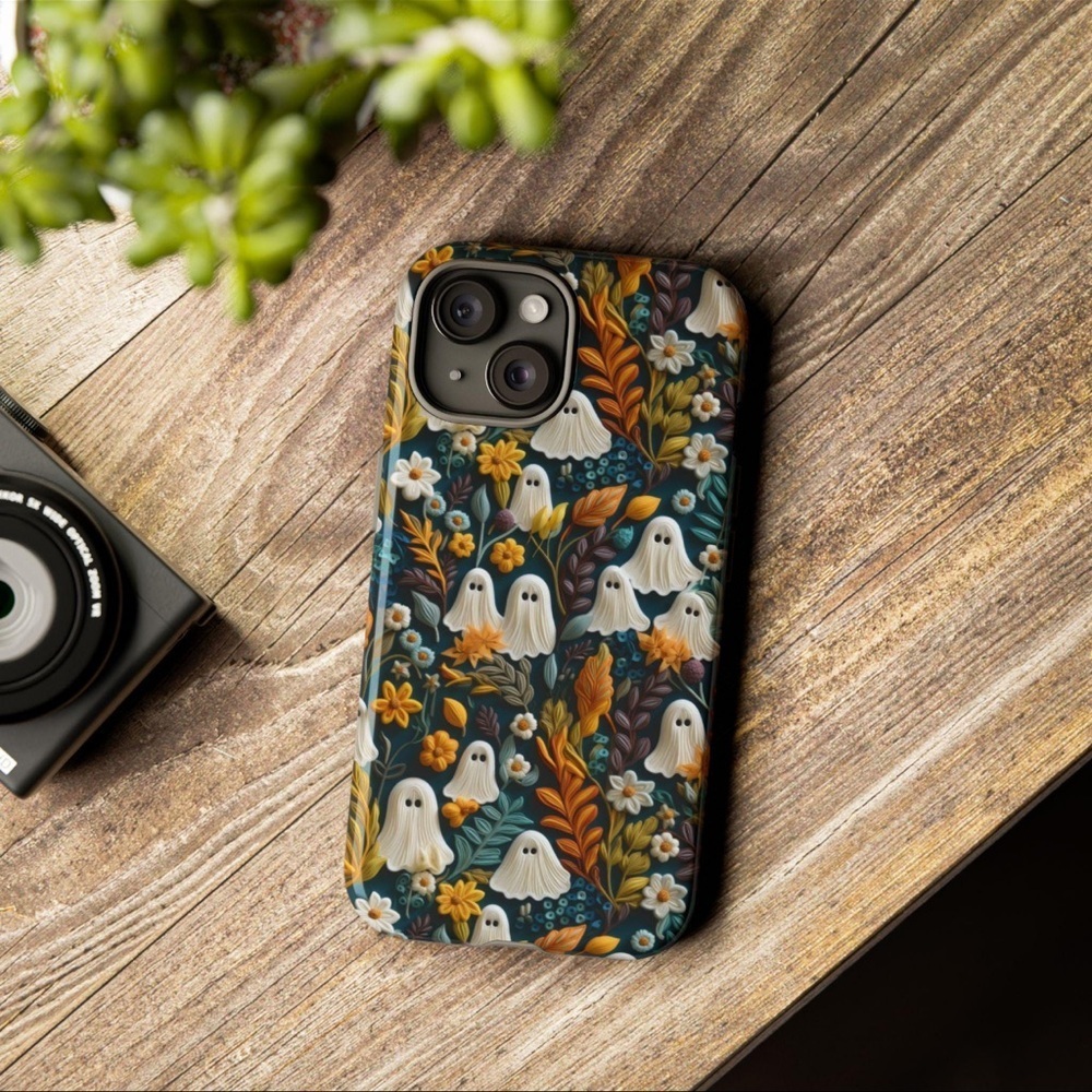 Hide and Go Spook Clay Ghosts in Flowers Halloween IPhone 14 Pro Magsafe Case